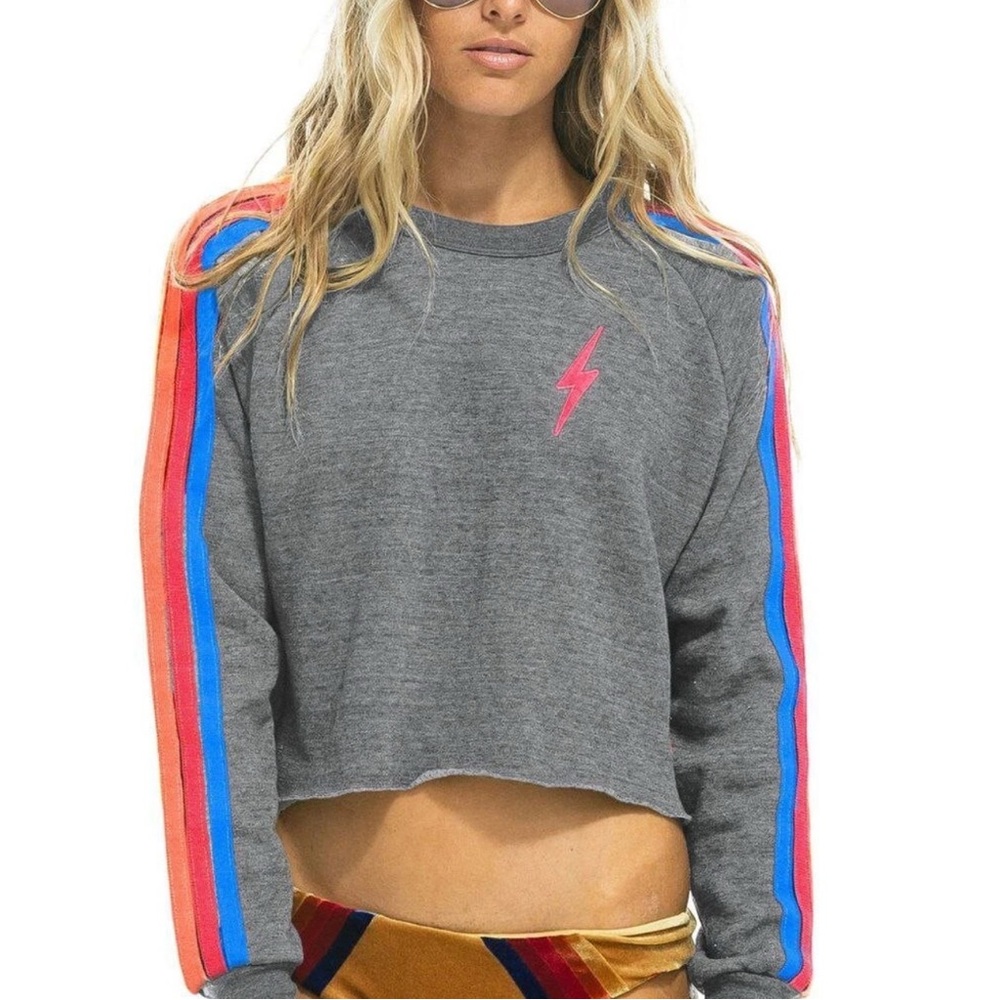 Aviator Nation Bolt Cropped Crewneck
Sweatshirt Heather Neon Size S